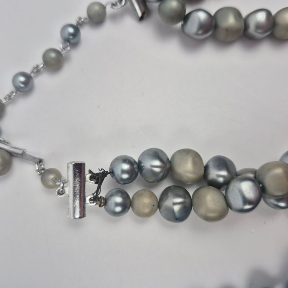 Vtg Beaded Necklace Lot 5pc Blue Green Japan Marked Faux Pearl Velvet Layering - Picture 6 of 16